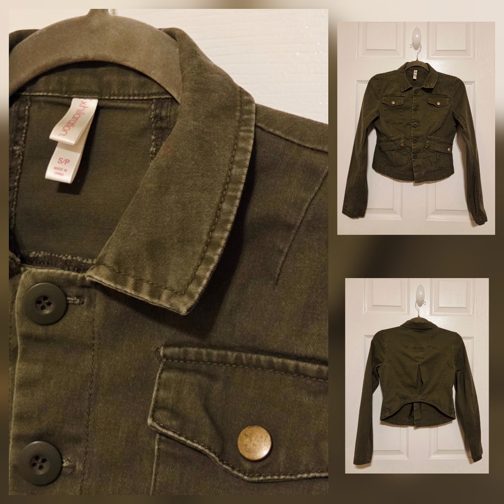 Womens Green Denim Short Jacket